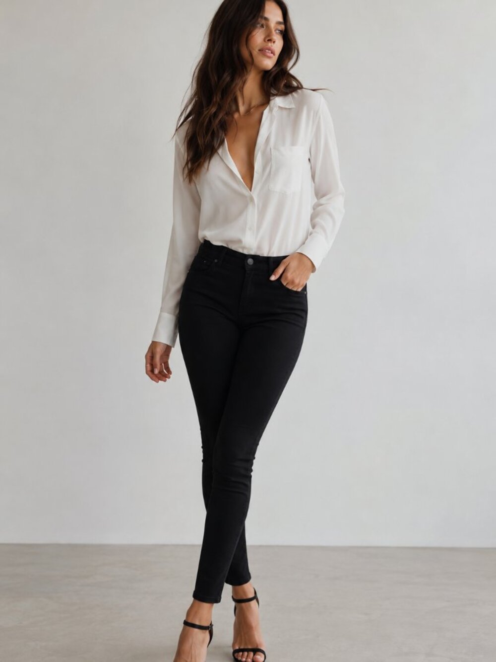 7 For All Mankind b(air) Ankle Skinny Jeans Black 29 Minimalist Denim